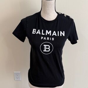 100% Authentic Children’s Balmain Black Tee with Silver Accents
